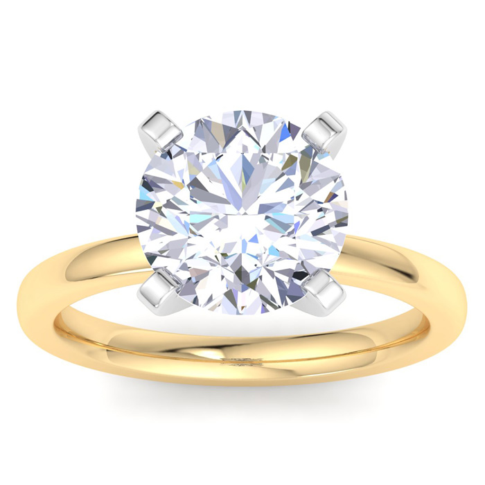 4 Carat Round Shape Lab Grown Diamond Solitaire Engagement Ring in 14K Yellow Gold (2 g) (1 Color VS2)  Size 5.5 by SuperJeweler