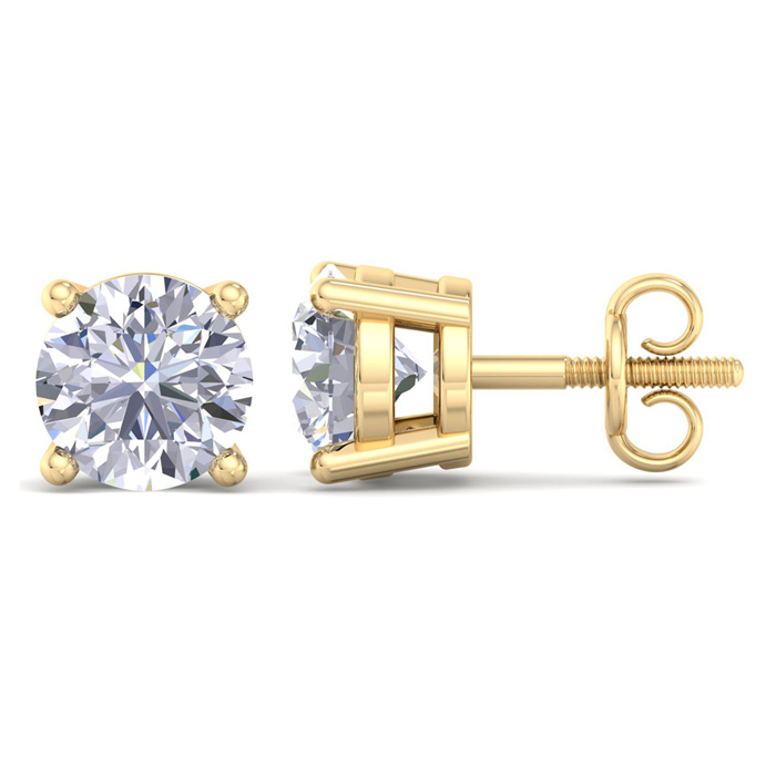 4 Carat Lab Grown Diamond Earrings in 14K Yellow Gold (2 g)  Bask