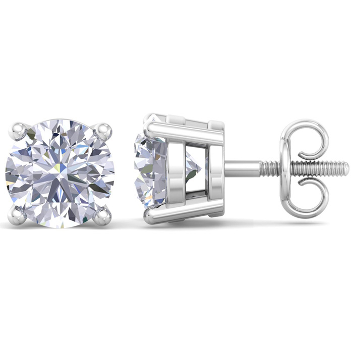 6 Carat Lab Grown Diamond Earrings in 14K White Gold (2 g)  Baske