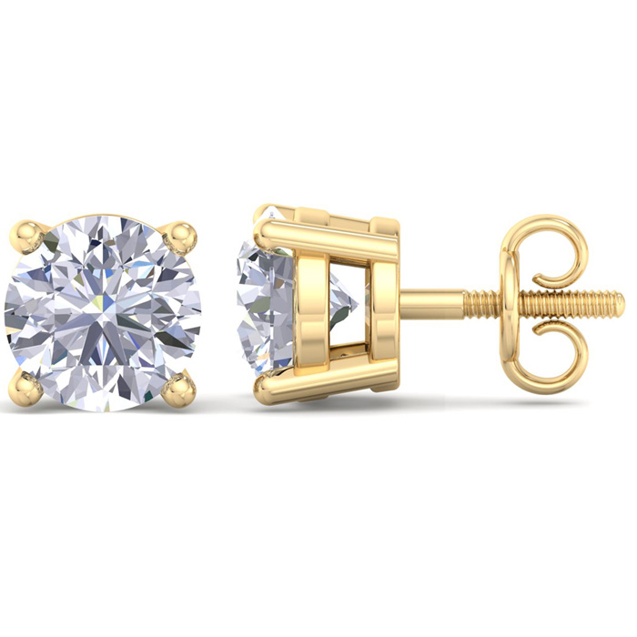 6 Carat Lab Grown Diamond Earrings in 14K Yellow Gold (2 g)  Basket Setting (1 Color  VS2) by SuperJeweler