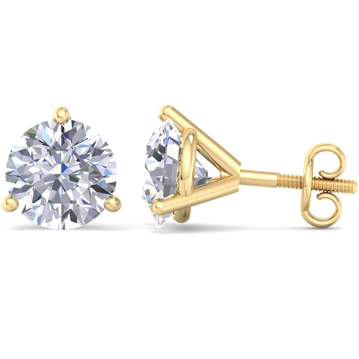 5 Carat Lab Grown Diamond Earrings in 14K Yellow Gold (2 g)  Martini Setting (1 Color  VS2) by SuperJeweler