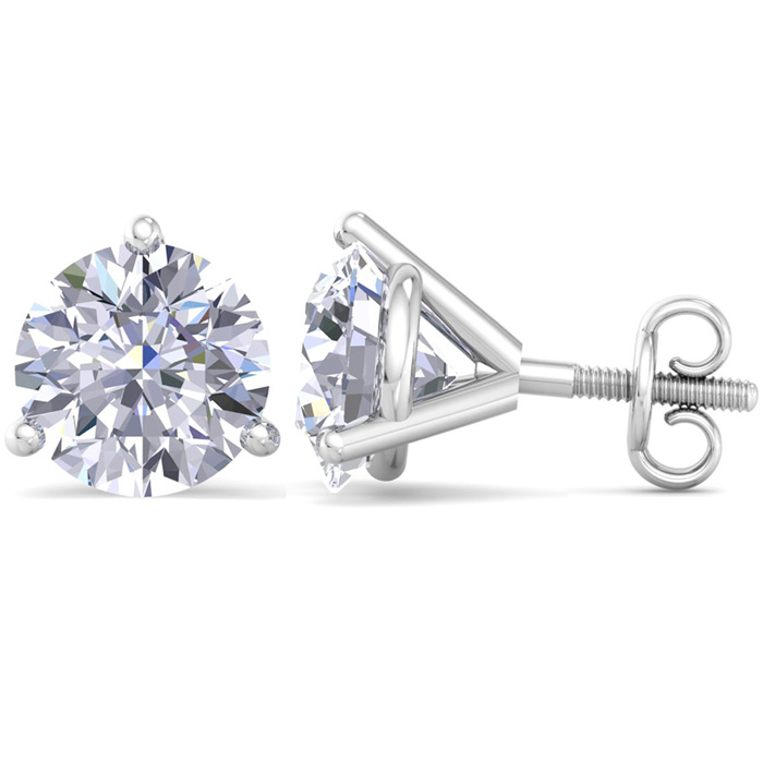 8 Carat Lab Grown Diamond Earrings in 14K White Gold (2 g)  Martini Setting (1 Color  VS2) by SuperJeweler