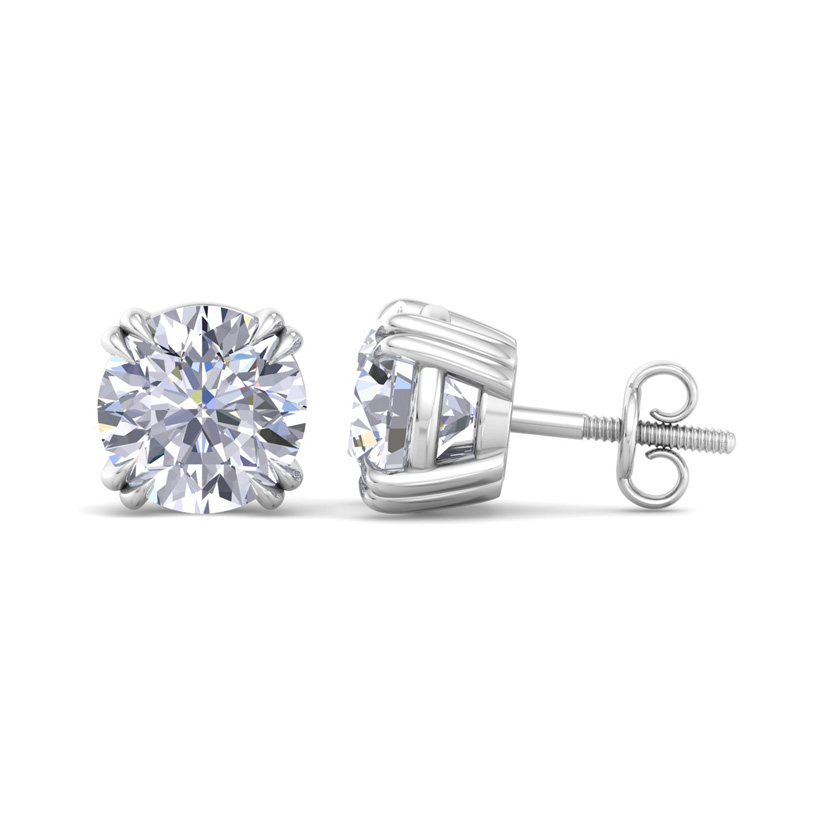 4 Carat Lab Grown Diamond Earrings in 14K White Gold (2 g)  Doubl