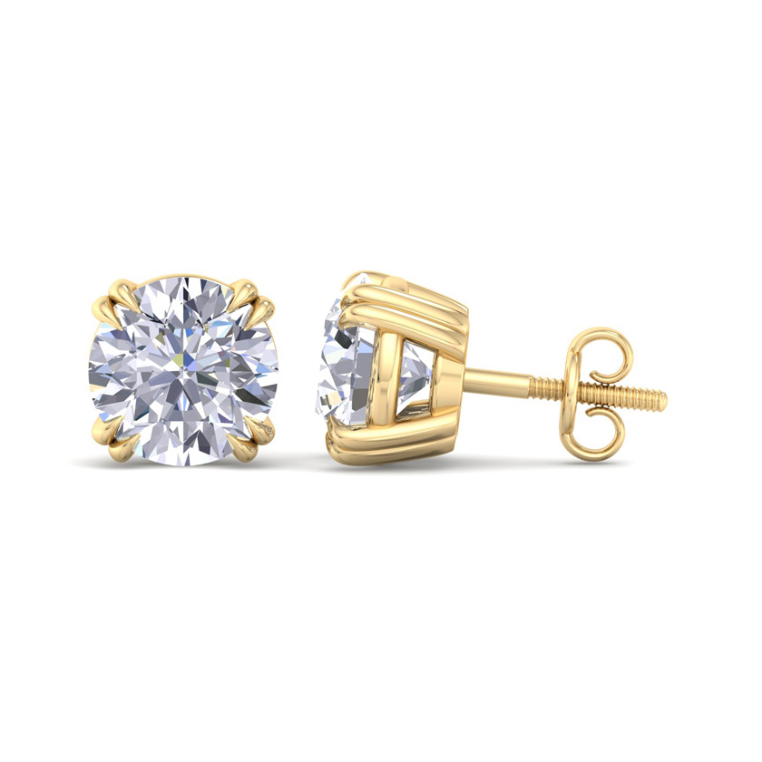 4 Carat Lab Grown Diamond Earrings in 14K Yellow Gold (2 g)  Double Prong Setting (1 Color  VS2) by SuperJeweler