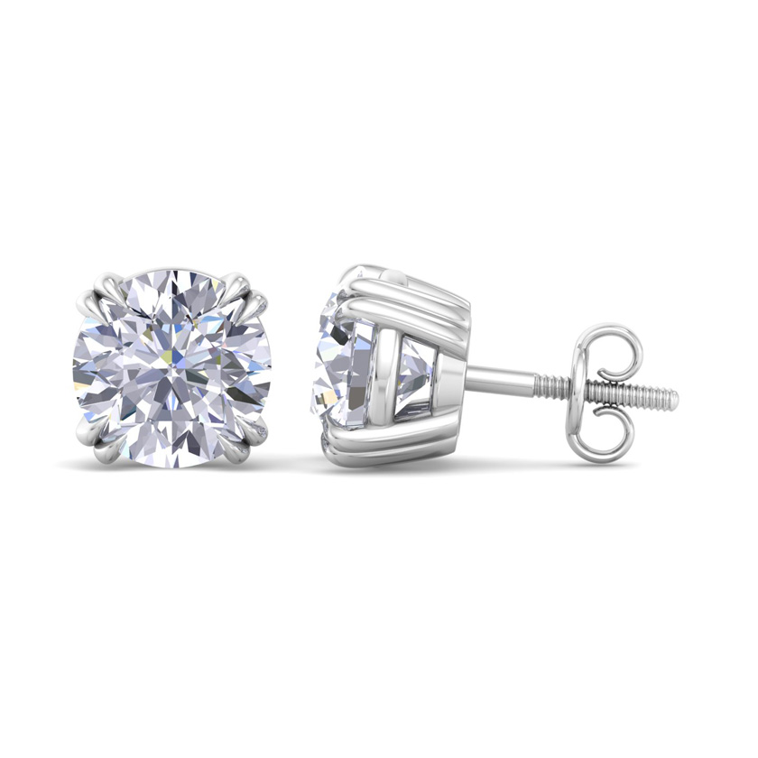 5 Carat Lab Grown Diamond Earrings in 14K White Gold (2 g)  Double Prong Setting (1 Color  VS2) by SuperJeweler