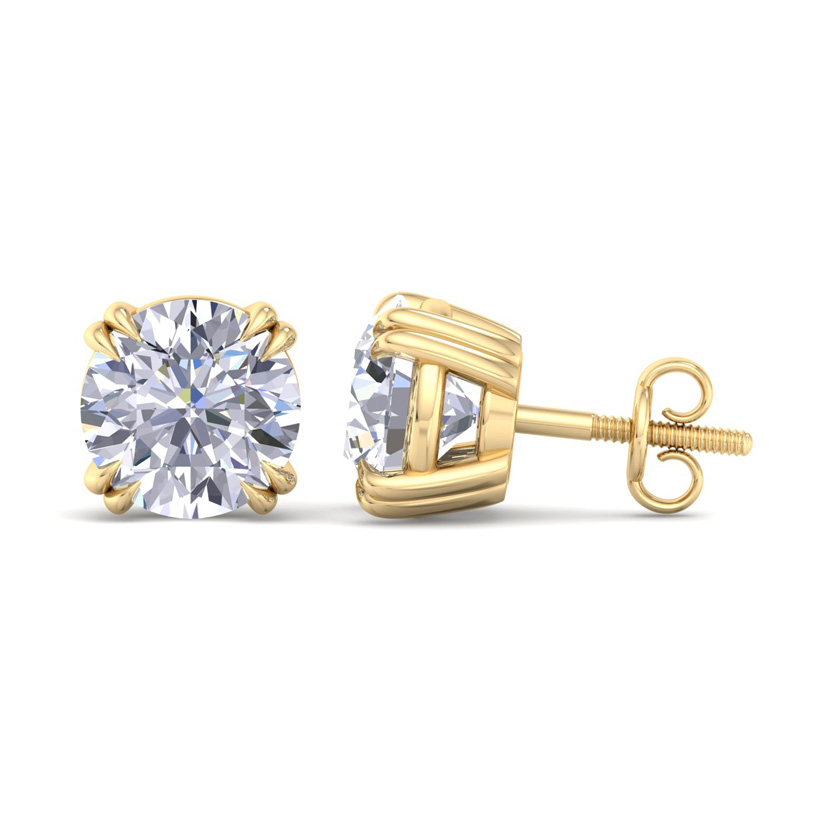 5 Carat Lab Grown Diamond Earrings in 14K Yellow Gold (2 g)  Double Prong Setting (1 Color  VS2) by SuperJeweler