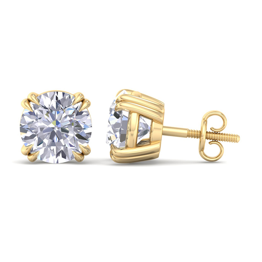 6 Carat Lab Grown Diamond Earrings in 14K Yellow Gold (2 g)  Doub