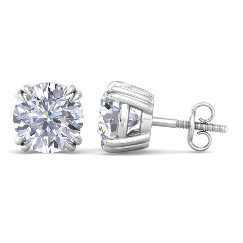 8 Carat Lab Grown Diamond Earrings in 14K White Gold (2 g)  Double Prong Setting (1 Color  VS2) by SuperJeweler