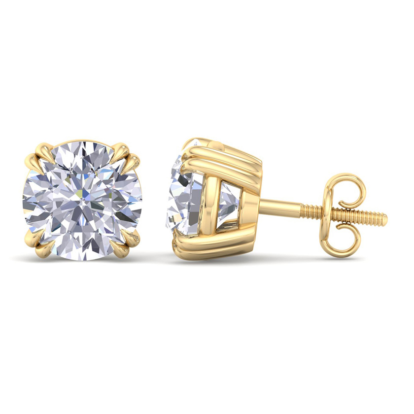 8 Carat Lab Grown Diamond Earrings in 14K Yellow Gold (2 g)  Double Prong Setting (1 Color  VS2) by SuperJeweler