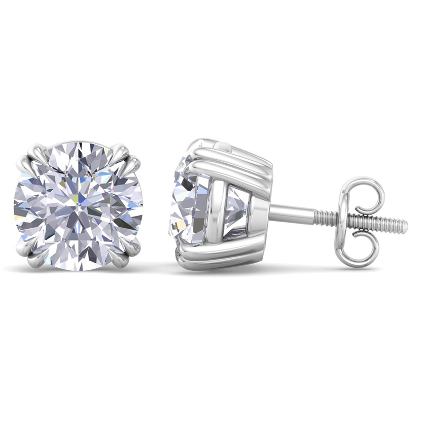 10 Carat Lab Grown Diamond Earrings in 14K White Gold (2 g)  Double Prong Setting (1 Color  VS2) by SuperJeweler