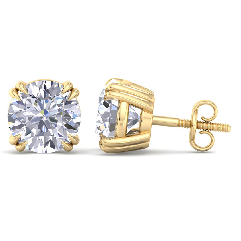 10 Carat Lab Grown Diamond Earrings in 14K Yellow Gold (2 g)  Double Prong Setting (1 Color  VS2) by SuperJeweler