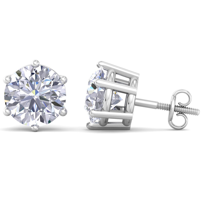 5 Carat Lab Grown Diamond Earrings in 14K White Gold (2 g)  6-Prong Setting (1 Color  VS2) by SuperJeweler