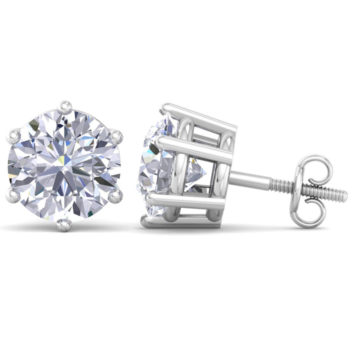 6 Carat Lab Grown Diamond Earrings in 14K White Gold (2 g)  6-Prong Setting (1 Color  VS2) by SuperJeweler