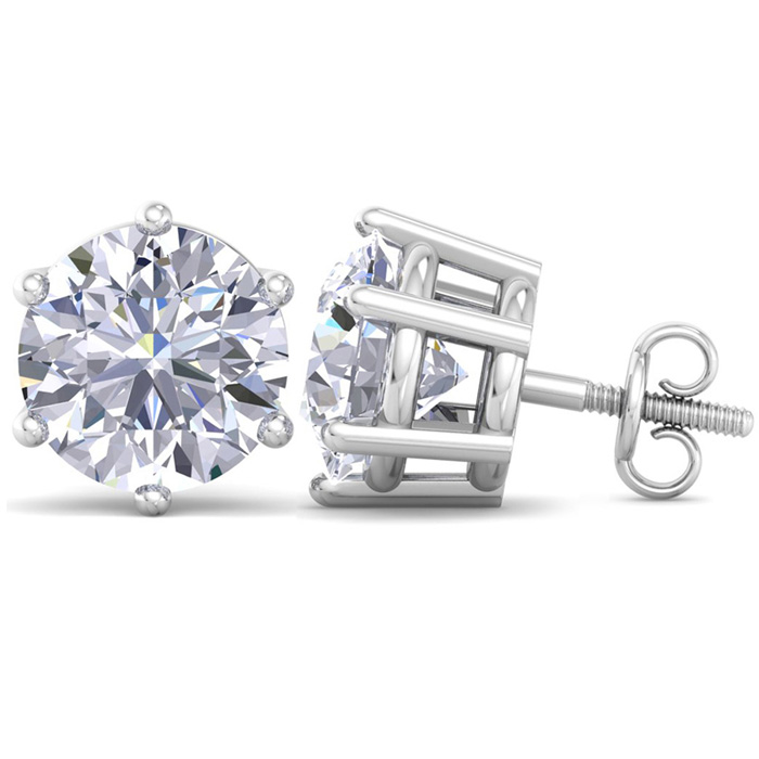 10 Carat Lab Grown Diamond Earrings in 14K White Gold (2 g)  6-Prong Setting (1 Color  VS2) by SuperJeweler