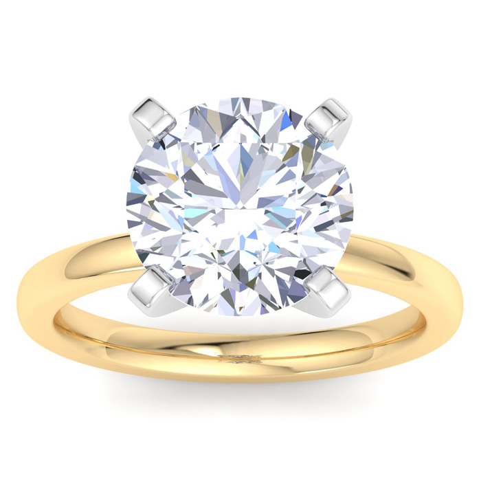 5 Carat Round Shape Lab Grown Diamond Solitaire Engagement Ring in 14K Yellow Gold (2 g) (1 Color VS2)  Size 6 by SuperJeweler