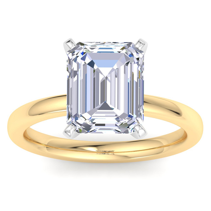 4 Carat Emerald Cut Lab Grown Diamond Solitaire Engagement Ring in 14K Yellow Gold (2 g) (1 Color VS2)  Size 7.5 by SuperJeweler