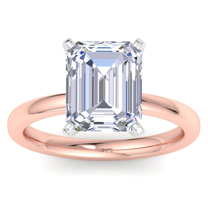 4 Carat Emerald Cut Lab Grown Diamond Solitaire Engagement Ring in 14K Rose Gold (2 g) (1 Color VS2)  Size 9.5 by SuperJeweler