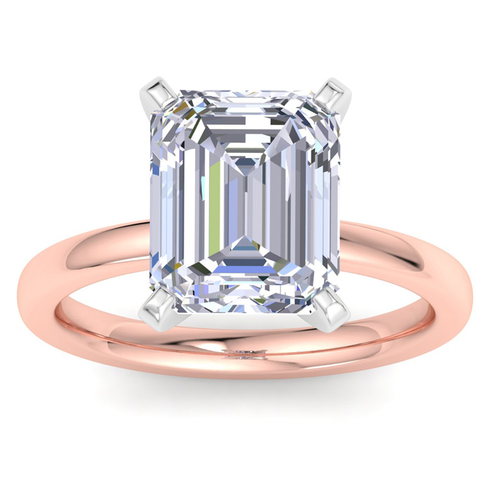 5 Carat Emerald Cut Lab Grown Diamond Solitaire Engagement Ring i