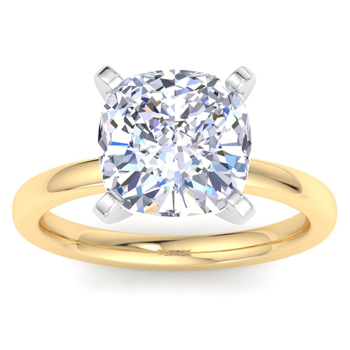 4 Carat Cushion Cut Lab Grown Diamond Solitaire Engagement Ring i