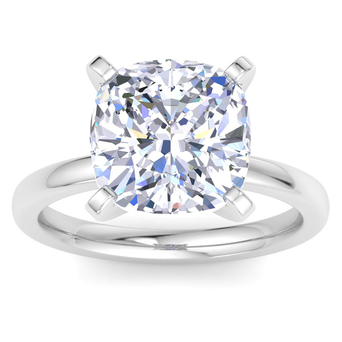 5 Carat Cushion Cut Lab Grown Diamond Solitaire Engagement Ring i