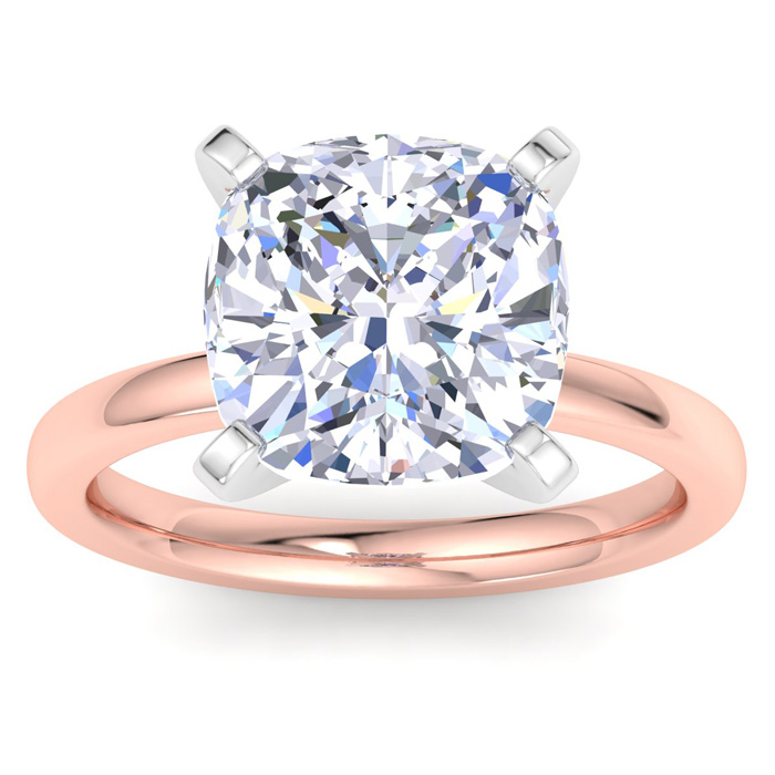 5 Carat Cushion Cut Lab Grown Diamond Solitaire Engagement Ring in 14K Rose Gold (2 g) (1 Color VS2)  Size 5.5 by SuperJeweler