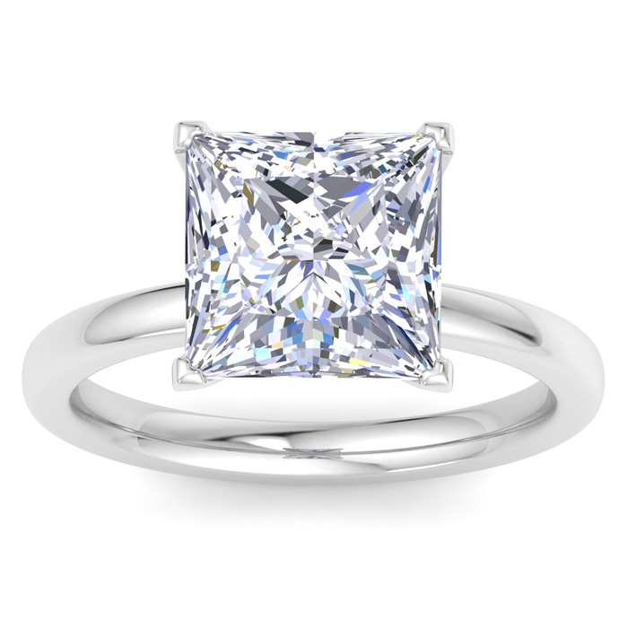 5 Carat Princess Cut Lab Grown Diamond Solitaire Engagement Ring in 14K White Gold (2 g) (1 Color VS2)  Size 6.5 by SuperJeweler