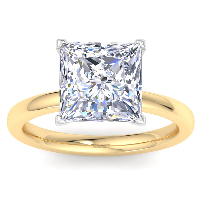 5 Carat Princess Cut Lab Grown Diamond Solitaire Engagement Ring in 14K Yellow Gold (2 g) (1 Color VS2)  Size 7.5 by SuperJeweler