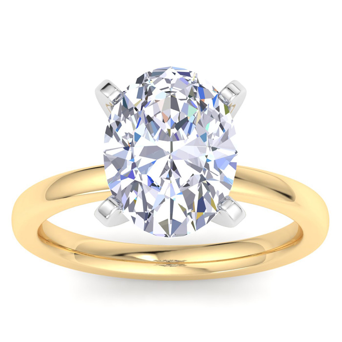 4 Carat Oval Shape Lab Grown Diamond Solitaire Engagement Ring in 14K Yellow Gold (2 g) (1 Color VS2)  Size 4.5 by SuperJeweler