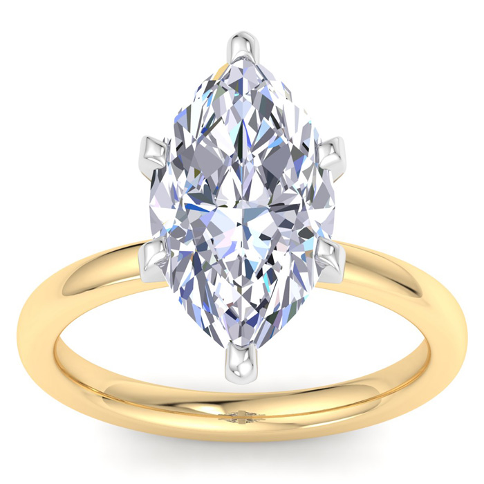 4 Carat Marquise Shape Lab Grown Diamond Solitaire Engagement Ring in 14K Yellow Gold (2 g) (1 Color VS2)  Size 7 by SuperJeweler