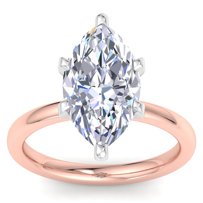 4 Carat Marquise Shape Lab Grown Diamond Solitaire Engagement Rin