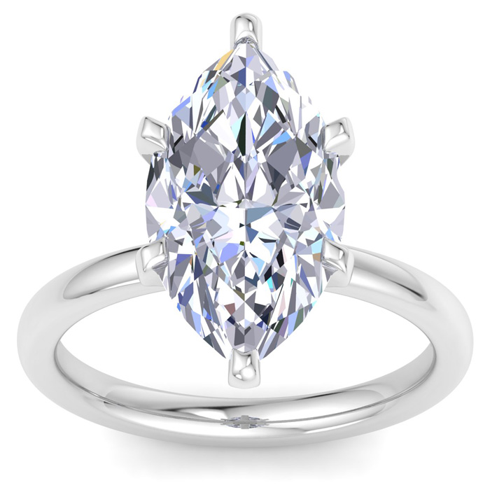 5 Carat Marquise Shape Lab Grown Diamond Solitaire Engagement Ring in 14K White Gold (2 g) (1 Color VS2)  Size 4.5 by SuperJeweler