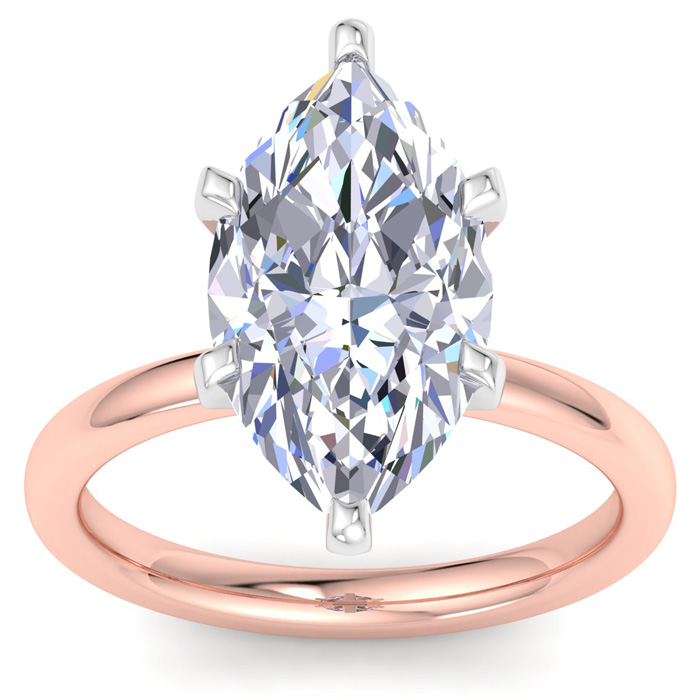 5 Carat Marquise Shape Lab Grown Diamond Solitaire Engagement Ring in 14K Rose Gold (2 g) (1 Color VS2)  Size 7.5 by SuperJeweler