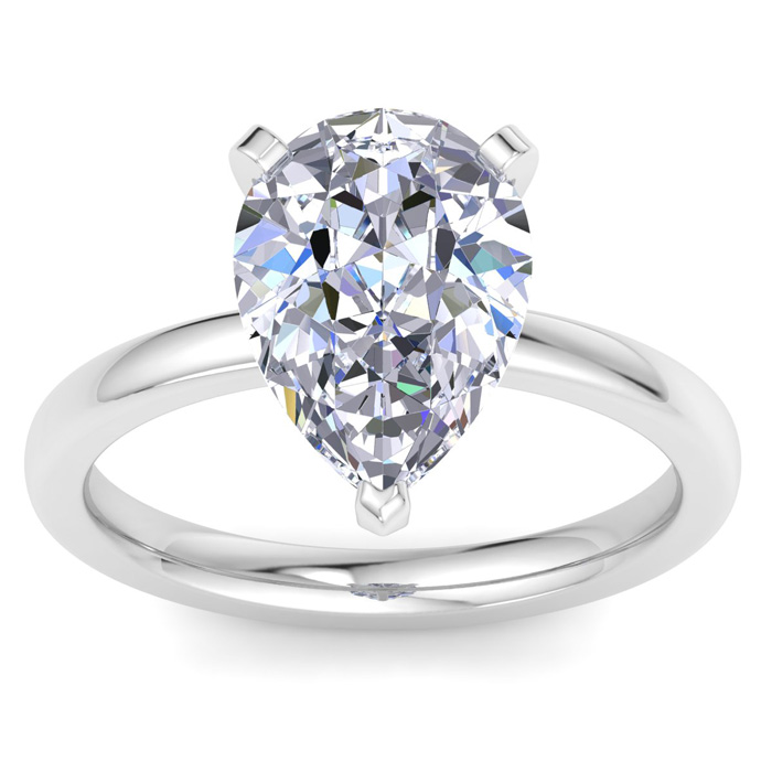 4 Carat Pear Shape Lab Grown Diamond Solitaire Engagement Ring in 14K White Gold (2 g) (1 Color VS2)  Size 8.5 by SuperJeweler