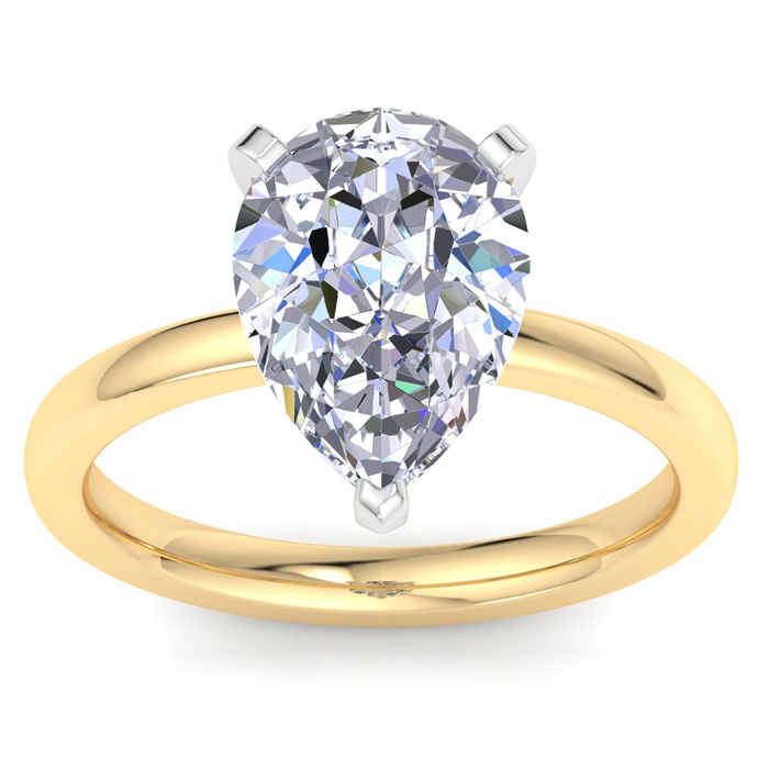 4 Carat Pear Shape Lab Grown Diamond Solitaire Engagement Ring in 14K Yellow Gold (2 g) (1 Color VS2)  Size 7 by SuperJeweler