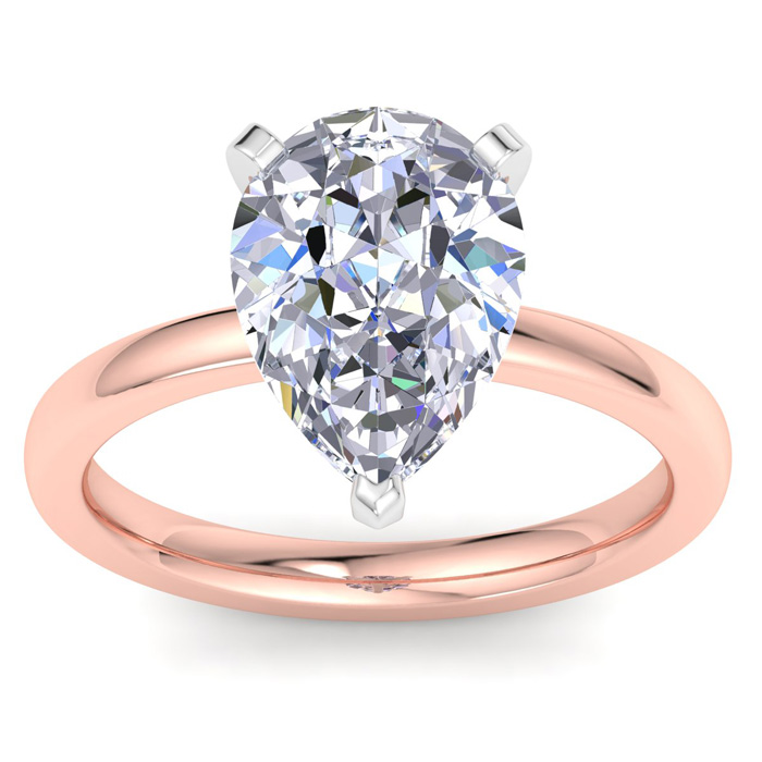 4 Carat Pear Shape Lab Grown Diamond Solitaire Engagement Ring in