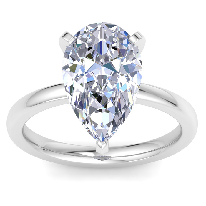 5 Carat Pear Shape Lab Grown Diamond Solitaire Engagement Ring in