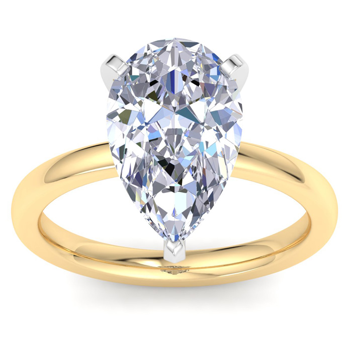 5 Carat Pear Shape Lab Grown Diamond Solitaire Engagement Ring in 14K Yellow Gold (2 g) (1 Color VS2) by SuperJeweler