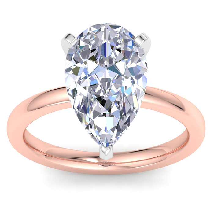 5 Carat Pear Shape Lab Grown Diamond Solitaire Engagement Ring in 14K Rose Gold (2 g) (1 Color VS2)  Size 7.5 by SuperJeweler