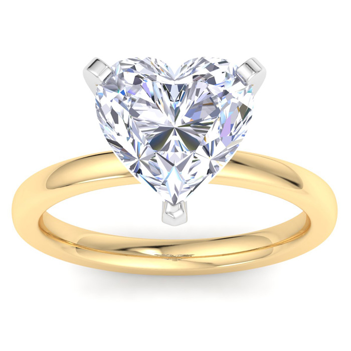 4 Carat Heart Shape Lab Grown Diamond Solitaire Engagement Ring in 14K Yellow Gold (2 g) (1 Color VS2)  Size 7 by SuperJeweler