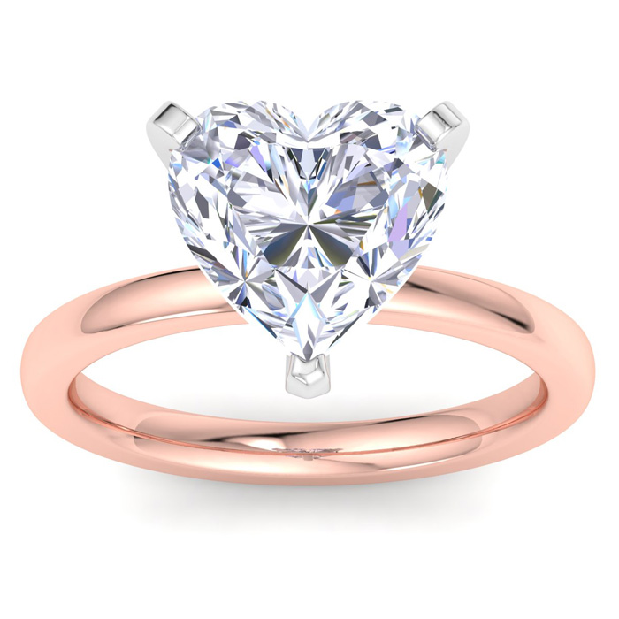 4 Carat Heart Shape Lab Grown Diamond Solitaire Engagement Ring in 14K Rose Gold (2 g) (1 Color VS2)  Size 4.5 by SuperJeweler