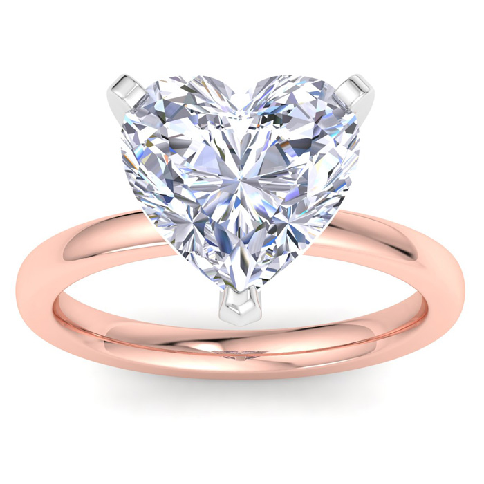 5 Carat Heart Shape Lab Grown Diamond Solitaire Engagement Ring in 14K Rose Gold (2 g) (1 Color VS2) by SuperJeweler