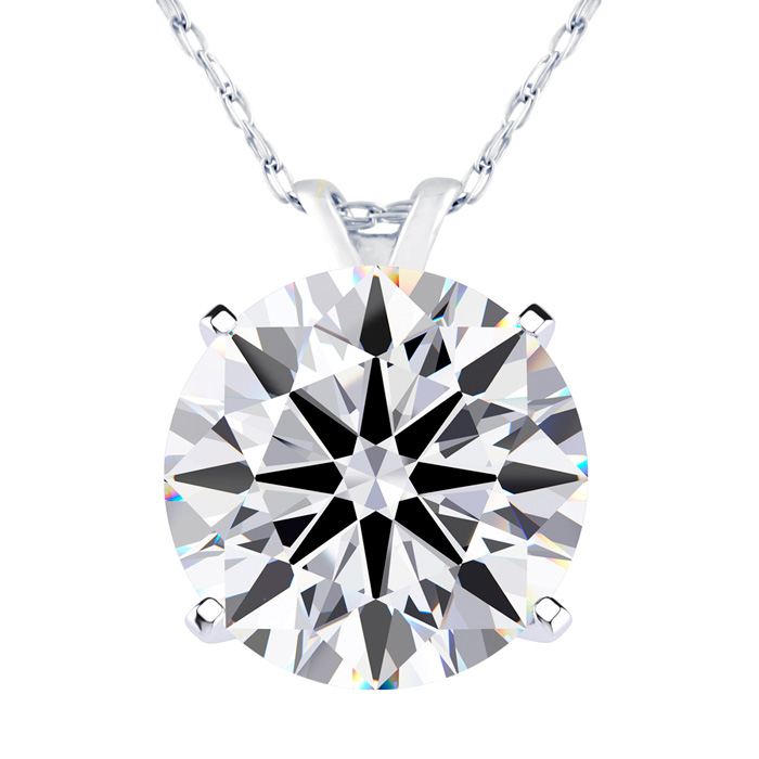 4 Carat Round Shape Lab Grown Diamond Solitaire Necklace in 14K W