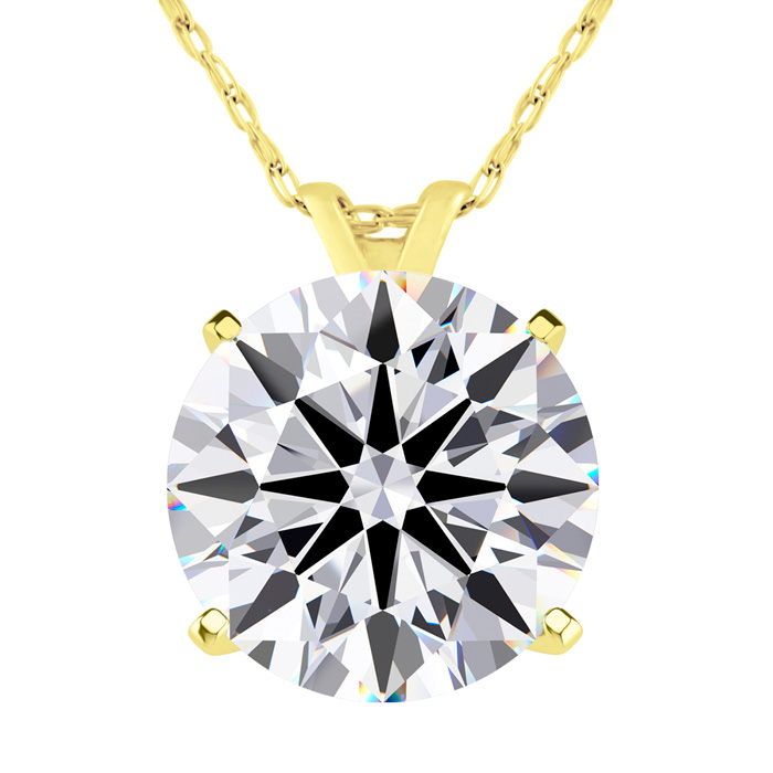 4 Carat Round Shape Lab Grown Diamond Solitaire Necklace in 14K Y