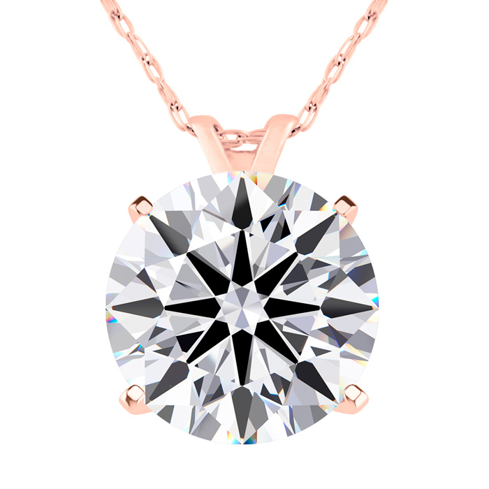 4 Carat Round Shape Lab Grown Diamond Solitaire Necklace in 14K R