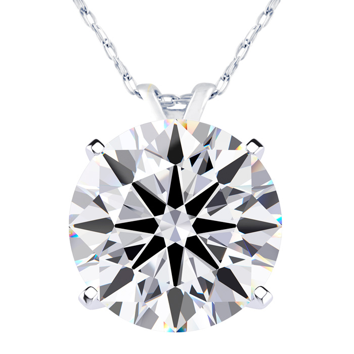 5 Carat Round Shape Lab Grown Diamond Solitaire Necklace in 14K W