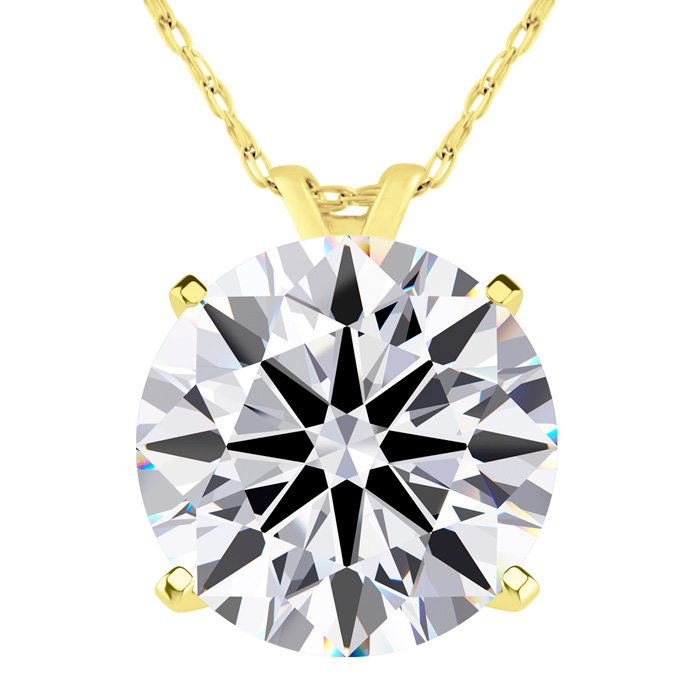 5 Carat Round Shape Lab Grown Diamond Solitaire Necklace in 14K Y