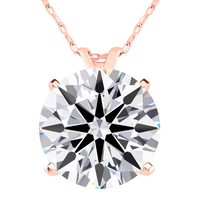 5 Carat Round Shape Lab Grown Diamond Solitaire Necklace in 14K R