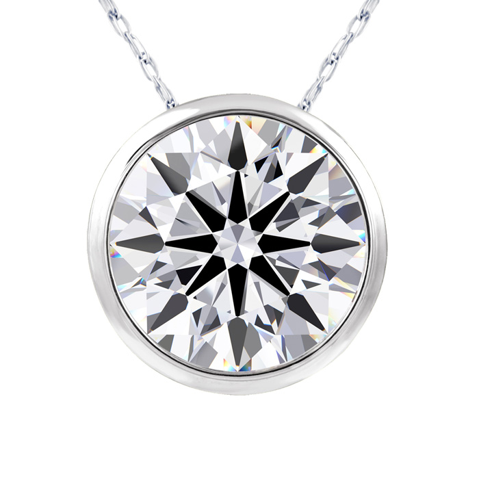 4 Carat Round Shape Lab Grown Diamond Solitaire Necklace in 14K W