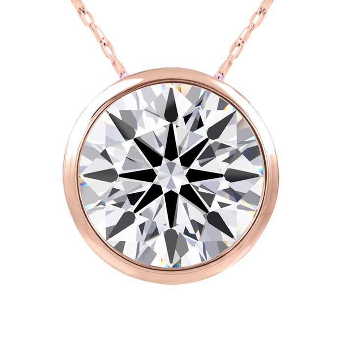 4 Carat Round Shape Lab Grown Diamond Solitaire Necklace in 14K R