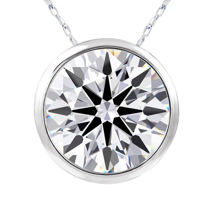 5 Carat Round Shape Lab Grown Diamond Solitaire Necklace in 14K W